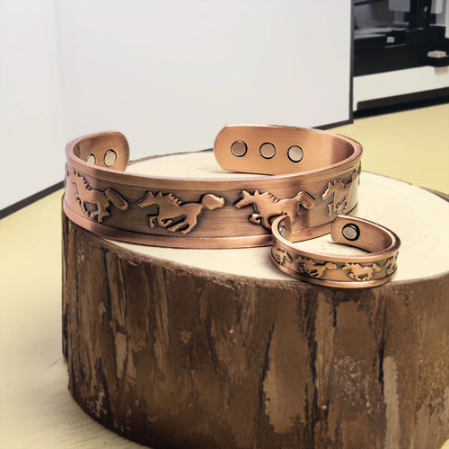 Sleipnir Copper Bracelet and Ring Set