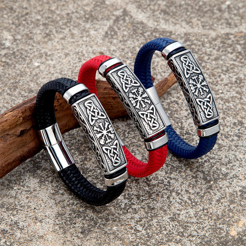 The Viking Compass Vegvisir Leather Bracelet