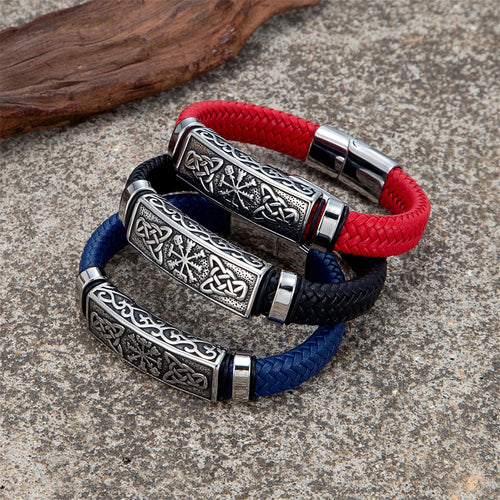 The Viking Compass Vegvisir Leather Bracelet