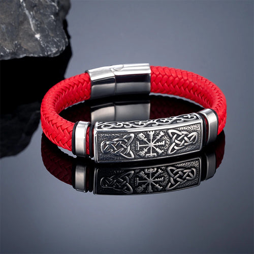 The Viking Compass Vegvisir Leather Bracelet