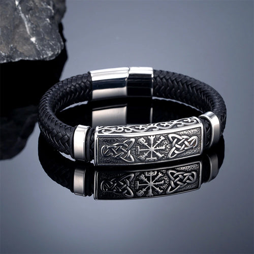 The Viking Compass Vegvisir Leather Bracelet