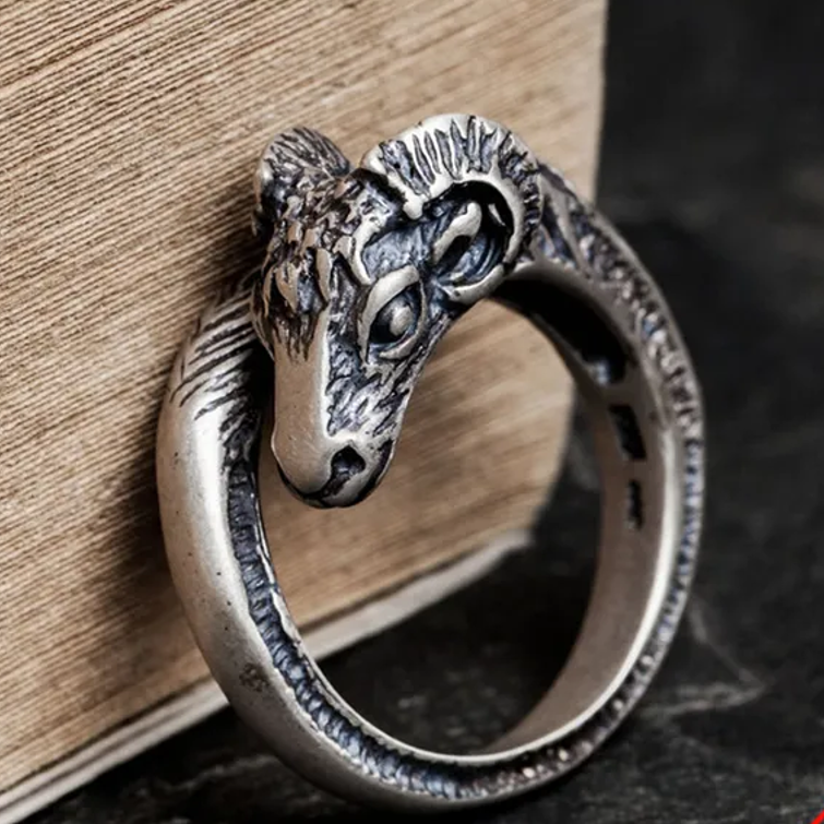 Thor Chariot Goats 925 Sterling Silver Adjustable Ring