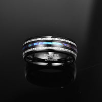 Thor Hammer and Lightning 8mm Tungsten Carbide Ring with meteorite and Abalone Shell