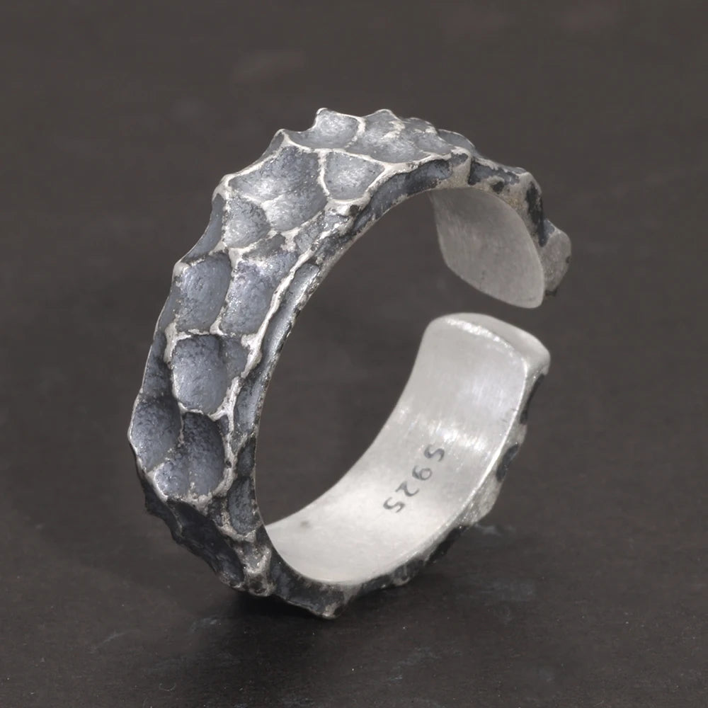 Thor and Sif Blessings Hammered and Adjustable Ring in 925 Sterling Silver