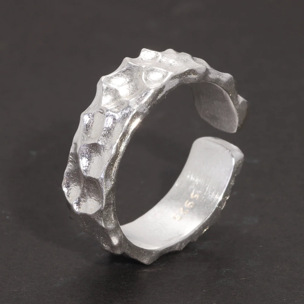 Thor and Sif Blessings Hammered and Adjustable Ring in 925 Sterling Silver
