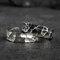 Thor and Sif Blessings Wide Hammered and Adjustable Ring in 925 Sterling Silver