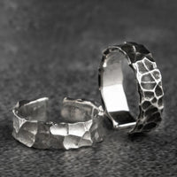 Thor and Sif Blessings Wide Hammered and Adjustable Ring in 925 Sterling Silver
