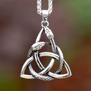 Triquetra with Ouroboros Stainless Steel Necklace