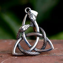 Triquetra with Ouroboros Stainless Steel Necklace