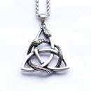 Triquetra with Ouroboros Stainless Steel Necklace