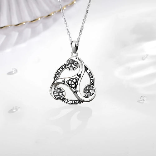 Triskele the Triple Horn of Odin 925 Sterling Silver Necklace