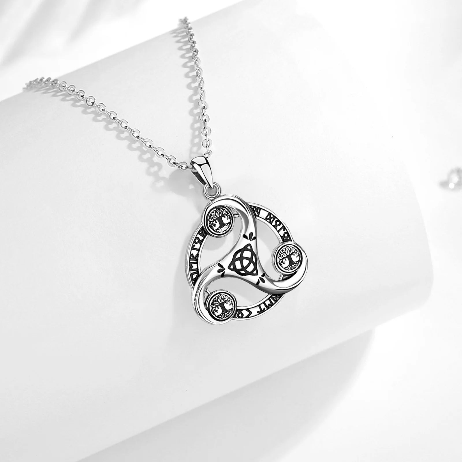 Triskele the Triple Horn of Odin 925 Sterling Silver Necklace