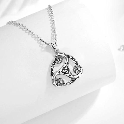 Triskele the Triple Horn of Odin 925 Sterling Silver Necklace