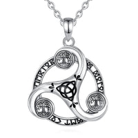 Triskele the Triple Horn of Odin 925 Sterling Silver Necklace