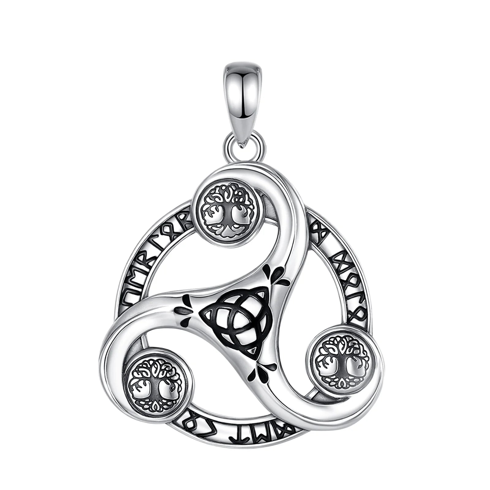 Triskele the Triple Horn of Odin 925 Sterling Silver Necklace