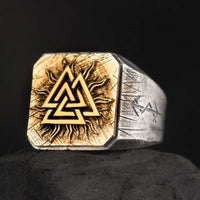Valknut Adjustable Signet Ring in 925 Sterling Silver
