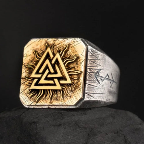 Valknut Adjustable Signet Ring in 925 Sterling Silver
