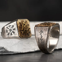 Valknut Adjustable Signet Ring in 925 Sterling Silver
