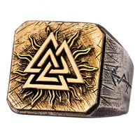 Valknut Adjustable Signet Ring in 925 Sterling Silver