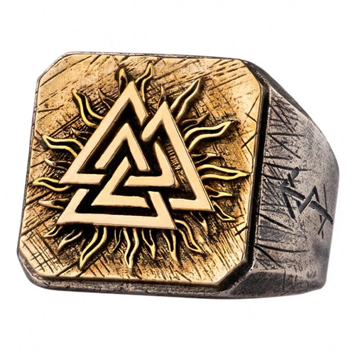Valknut Adjustable Signet Ring in 925 Sterling Silver