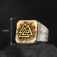 Valknut Adjustable Signet Ring in 925 Sterling Silver