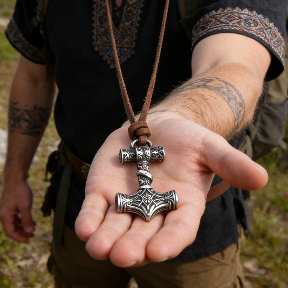 Warägergarde Thors Hammer Mjölnir Titan-Edelstahl-Halskette