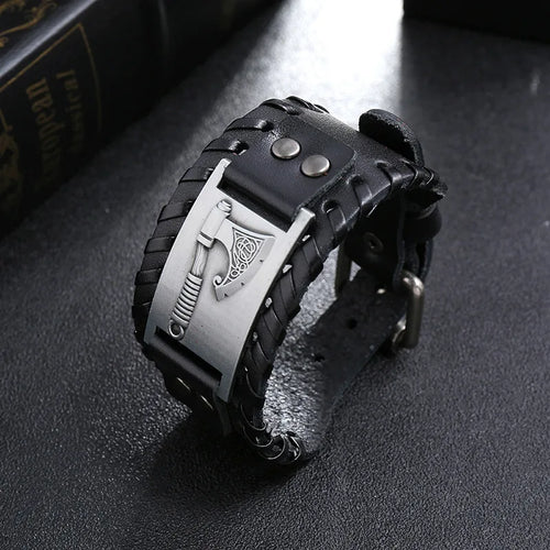 Viking Axe Leather Bracelet