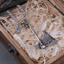 Viking Axe with Vegvisir Stainless Steel Necklace
