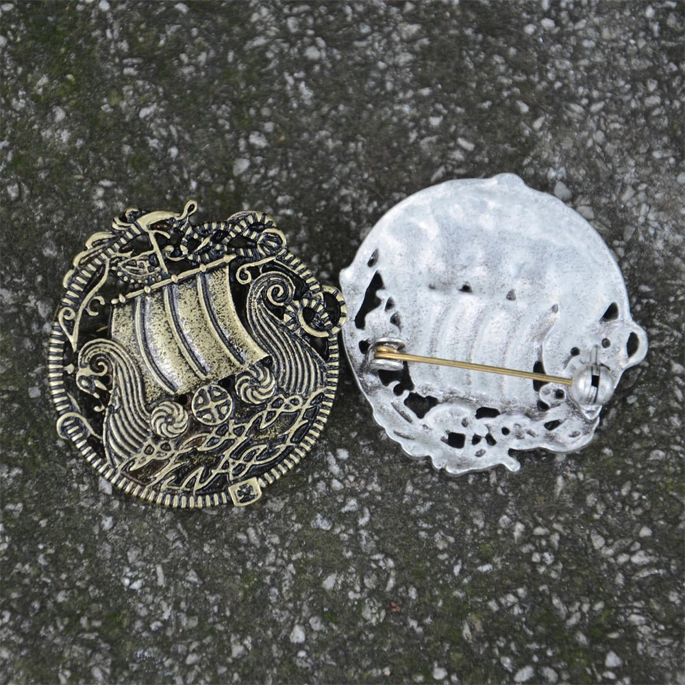 Viking Longship Brooch and Pin