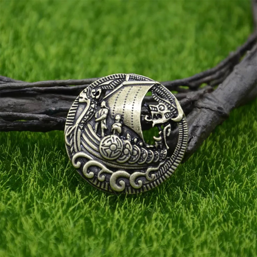 Viking Longship Brooch and Pin