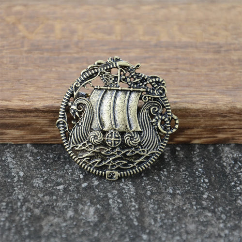 Viking Longship Brooch and Pin