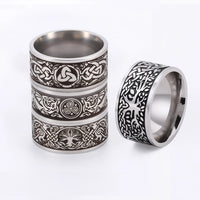 Viking Ring with Norse Knotwork in Steel