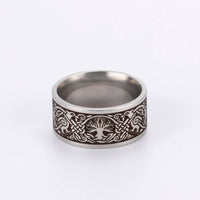 Viking Ring with Norse Knotwork in Steel