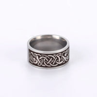 Viking Ring with Norse Knotwork in Steel