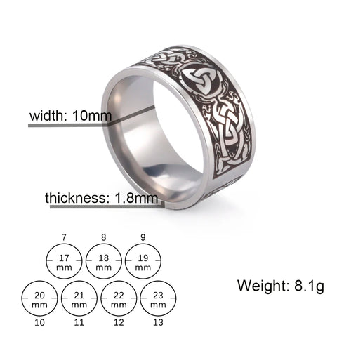 Viking Ring with Norse Knotwork in Steel