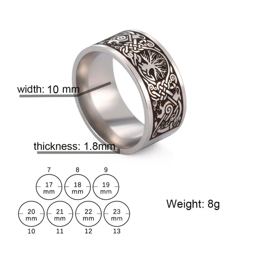 Viking Ring with Norse Knotwork in Steel