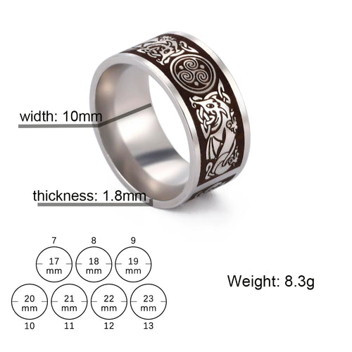 Viking Ring with Norse Knotwork in Steel