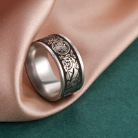 Viking Ring with Norse Knotwork in Steel