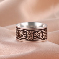 Viking Ring with Norse Knotwork in Steel