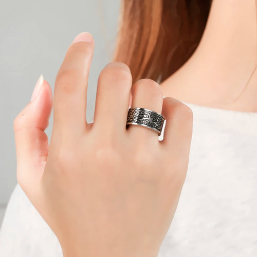 Viking Ring with Norse Knotwork in Steel