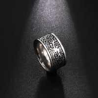 Viking Ring with Norse Knotwork in Steel