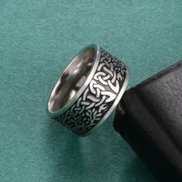 Viking Ring with Norse Knotwork in Steel