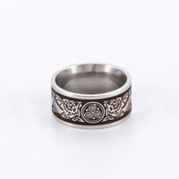 Viking Ring with Norse Knotwork in Steel