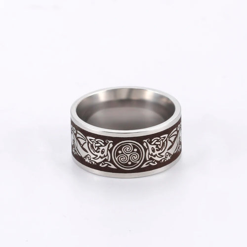 Viking Ring with Norse Knotwork in Steel