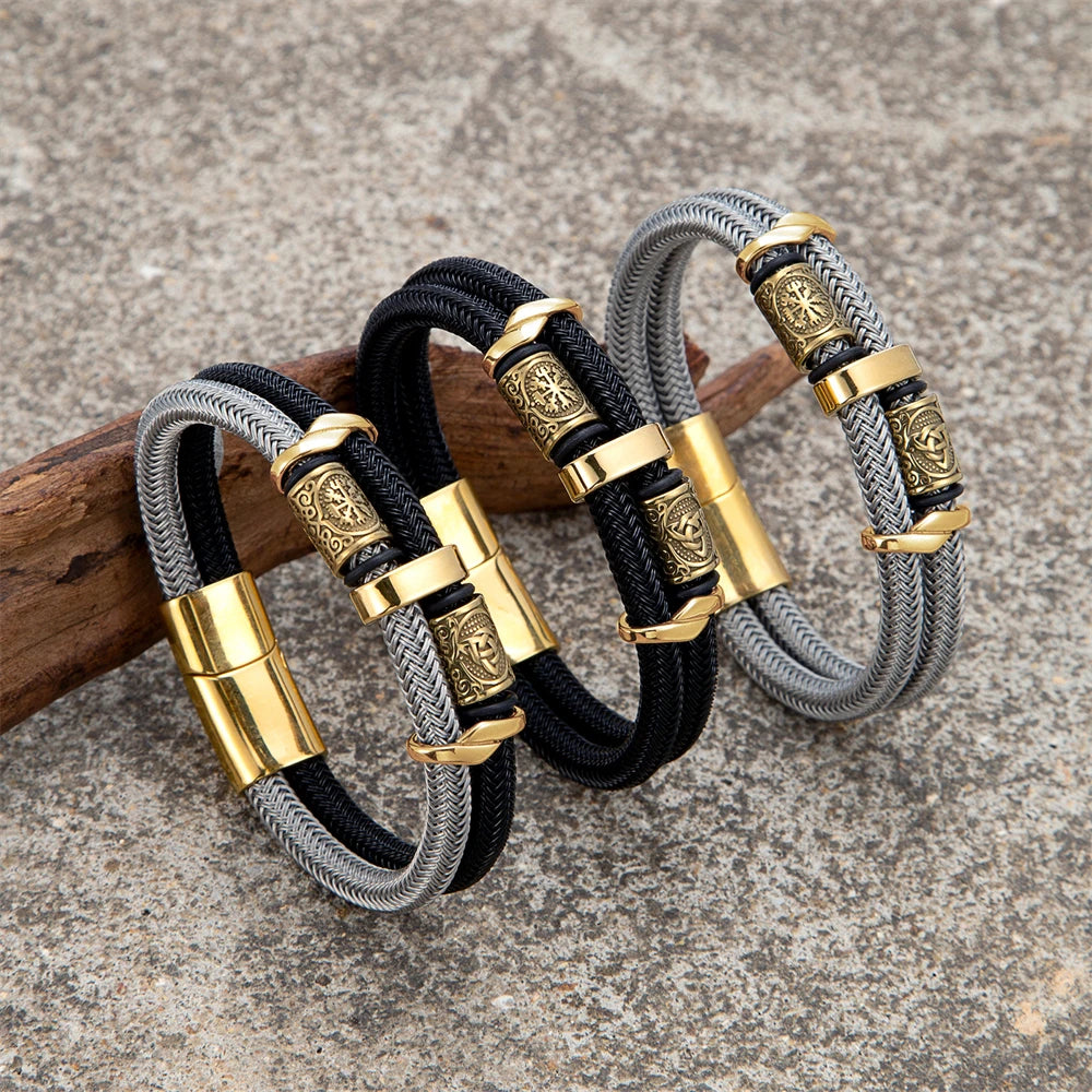 Viking Rune Bracelet in Steel Wire