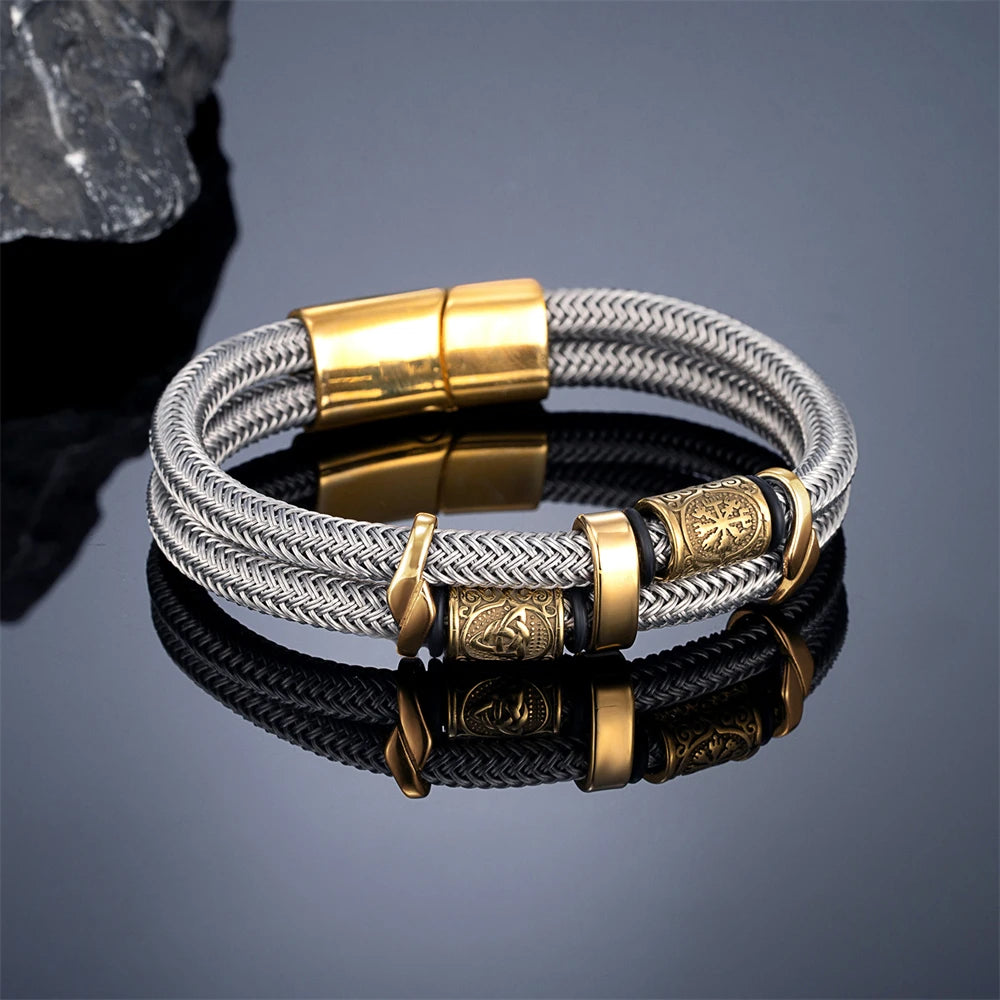 Viking Rune Bracelet in Steel Wire
