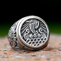 Viking Ship Drakar Stainless Steel Ring