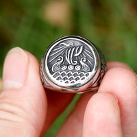 Viking Ship Drakar Stainless Steel Ring