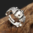 Winged Skull 925 Sterling Silver Adjustable Ring