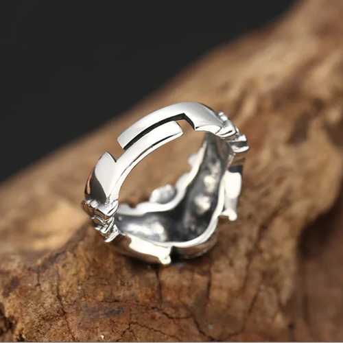 Winged Skull 925 Sterling Silver Adjustable Ring